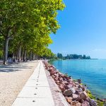 Beach at Tagore Promenad in Balatonfured, Hungary